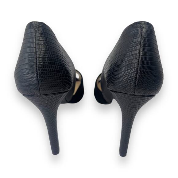 Nine West Women's D'Orsay Peep Toe Pumps Heels Size 9 Black Suede Leather - Picture 10 of 11